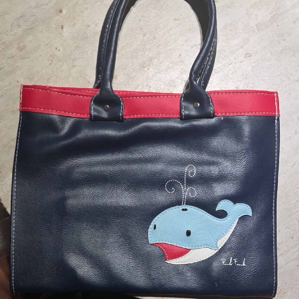 Paul Frank Navy Blue and Red Whale Tote Bag & Small Pouch